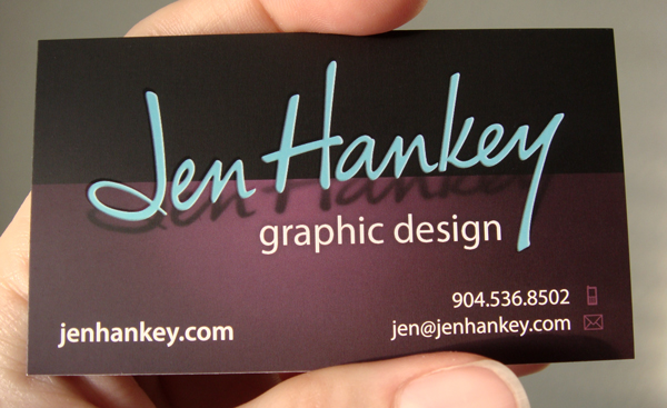 Jen Hankey graphic design — business card (front)
