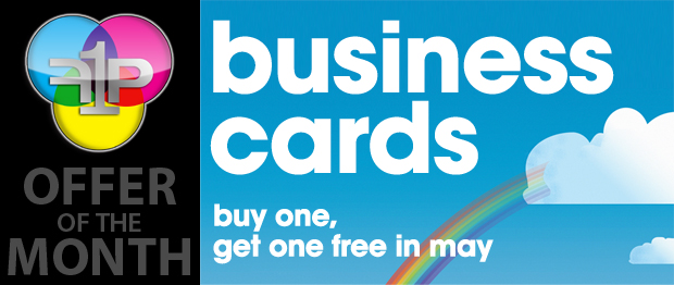 May Offer: Buy One, Get One FREE Business Cards!