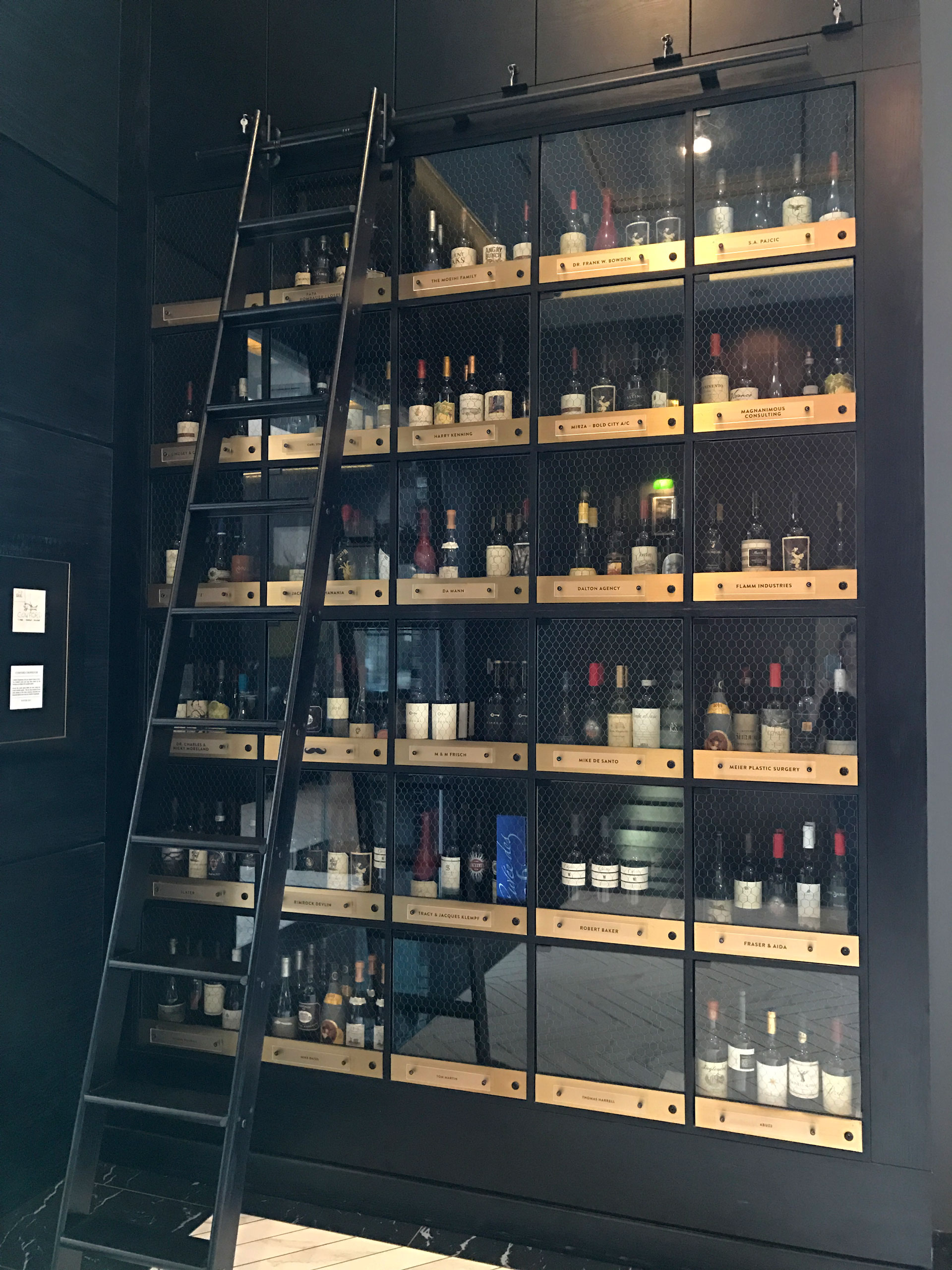 Cowford Chophouse wine locker wall